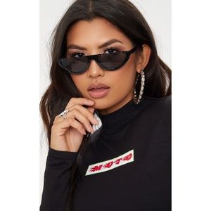 Black Rounded Half Frame Retro Sunglasses